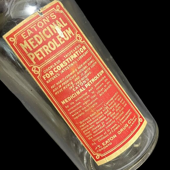 Antique 1900s T. Eaton Drug Co. Canada - Medicinal Petroleum Constipation Bottle - Picture 8 of 11